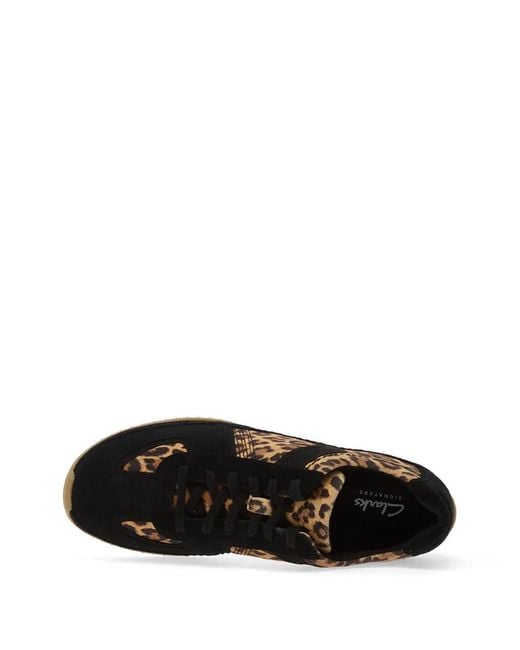 Clarks Black Meridor Lo Leopard-Print Sneakers