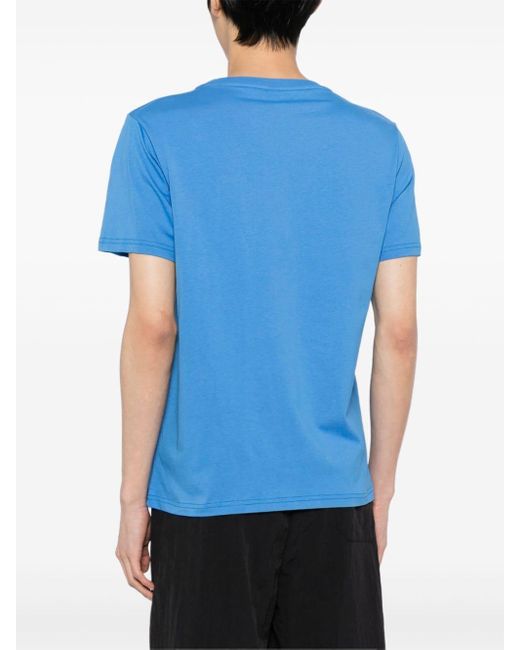 Moschino Blue Logo-embossed Cotton T-shirt for men