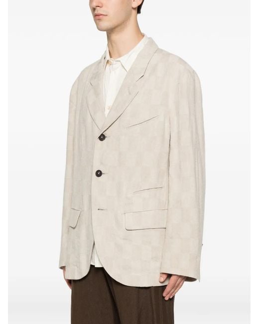Ziggy Chen White Checkerboard-Pattern Single-Breasted Blazer for men