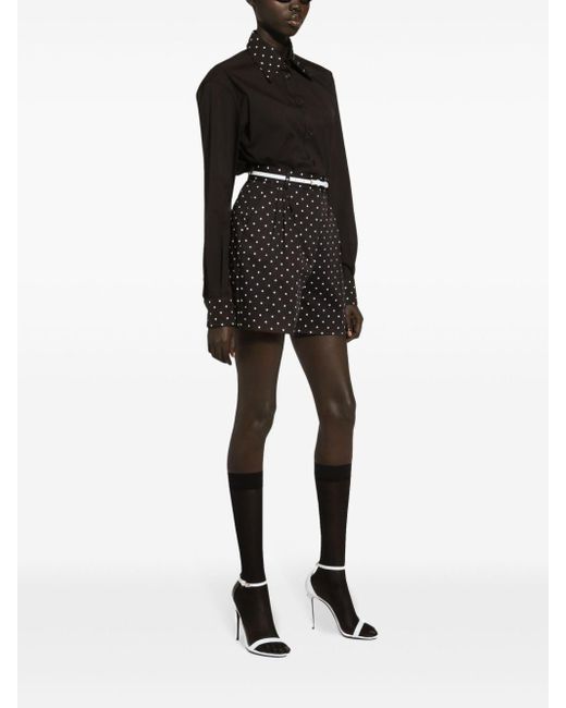 Dolce & Gabbana Black Polka Dot-print Tailored Shorts