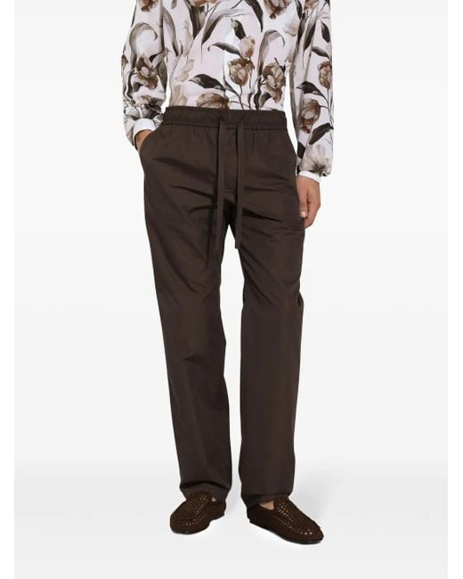 Dolce & Gabbana Brown Straight-Leg Cotton Trousers for men