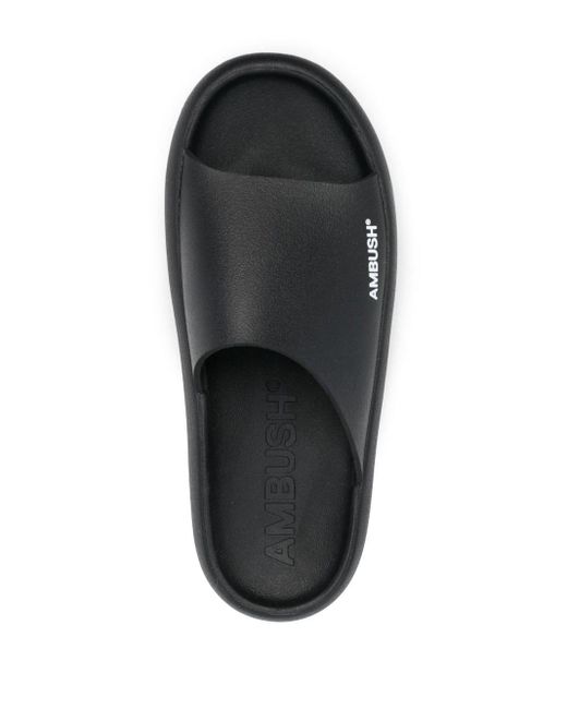 Ambush Gray Logo-print Open-toe Slippers