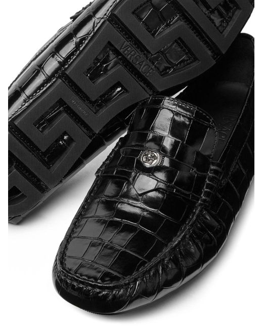 Versace Medusa Loafers Met Krokodillen-reliëf in het Black voor heren