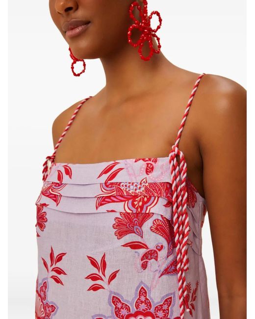 Farm Rio Red Rope Strap Floral Garden Mini Dress