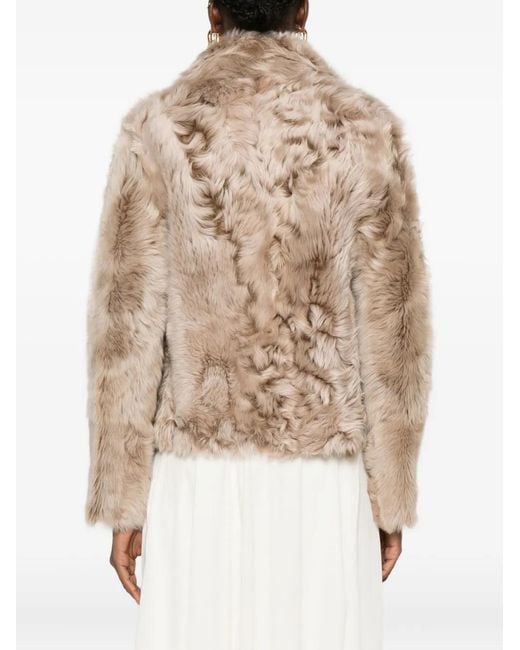 Yves Salomon Natural Leather-Trimmed Fur Jacket