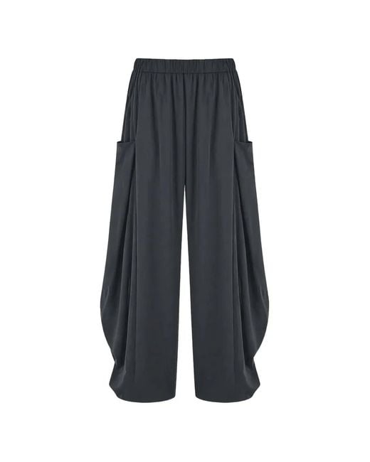 MEIMEIJ Blue Draped Cargo-Pocket Palazzo Pants