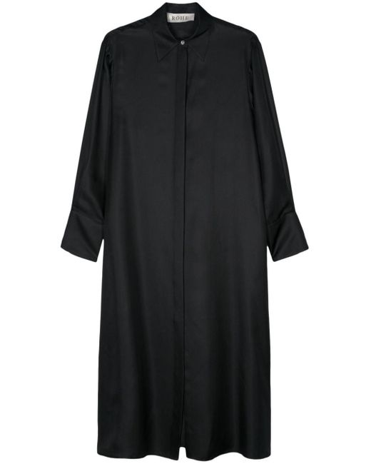 Rohe Black Cut-out Detail Silk Shirt Dress