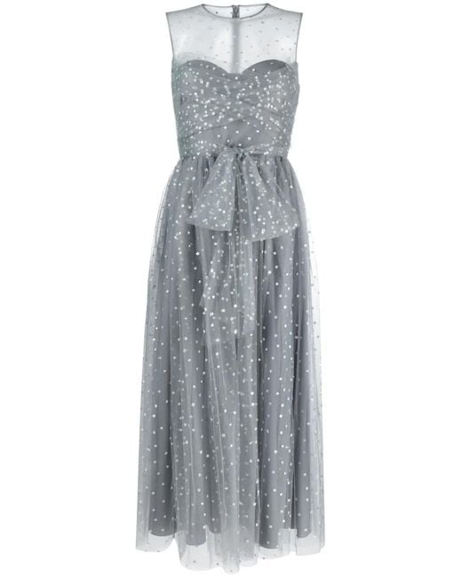 RED Valentino Gray Glitter-Detail Sleeveless Midi Dress