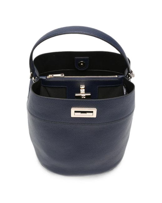 Furla Blue Amelia Twist-Lock Bucket Bag