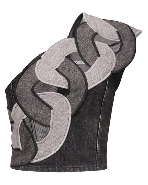 Area Gray Chain-detail Off-shoulder Top