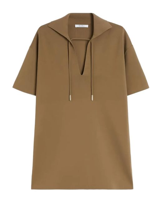 Max Mara Brown Poltava Short-Sleeved Drawstring Jumper
