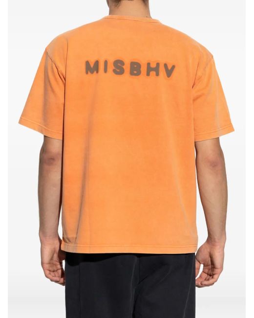 Camiseta de algodón con logo estampado M I S B H V de hombre de color Orange