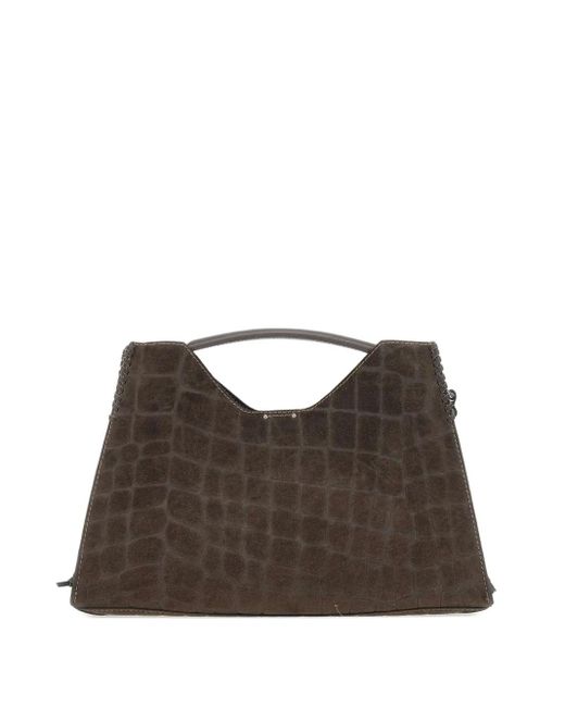 Gianni Chiarini Brown Crocodile-Effect Top-Handle Bag