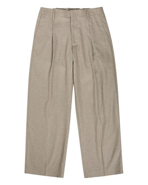 NN07 Gray Pleated Straight-Leg Trousers for men