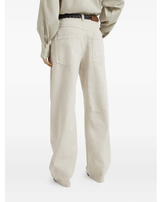 Brunello Cucinelli White Curved trousers