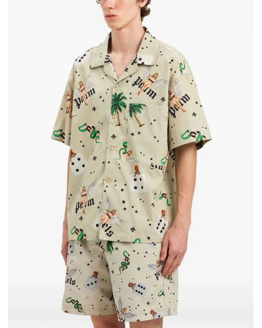 Palm Angels Natural Shirt With Print for men