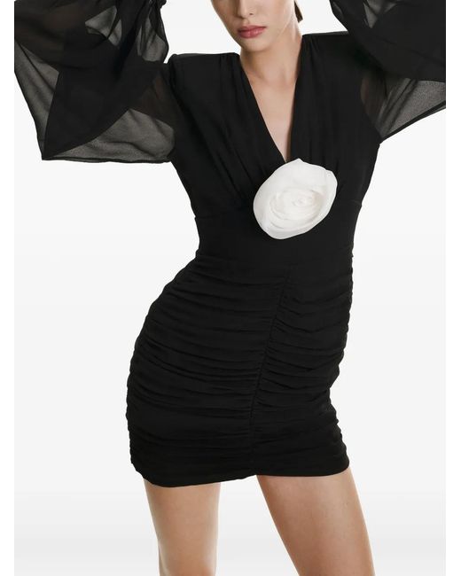 Lita Couture Black Rue Floral-Appliqué Mini Dress