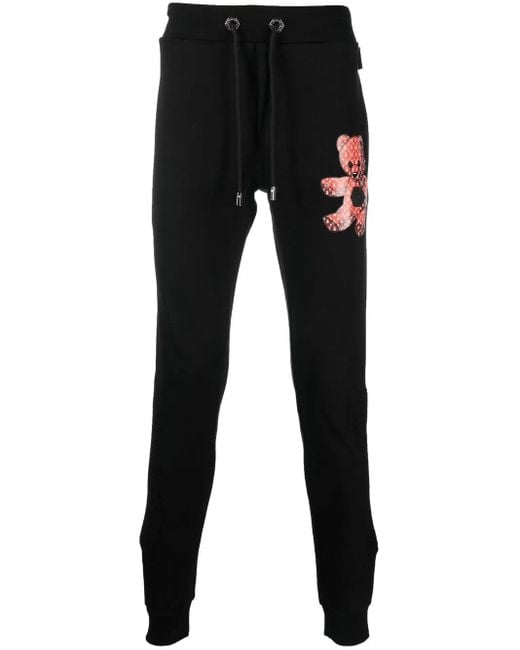 Philipp Plein Black Teddy Motif Track Pants for men