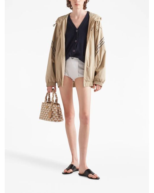 Prada Natural Embroidered Cotton-Blend Jacket