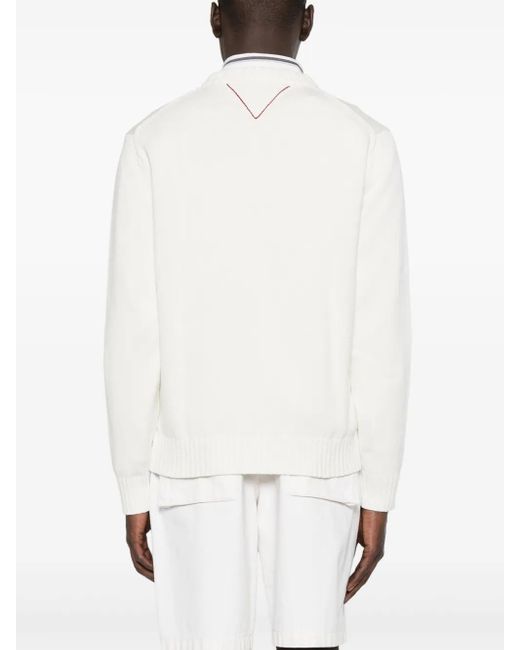 Tommy Hilfiger White Intarsia-Logo Sweater