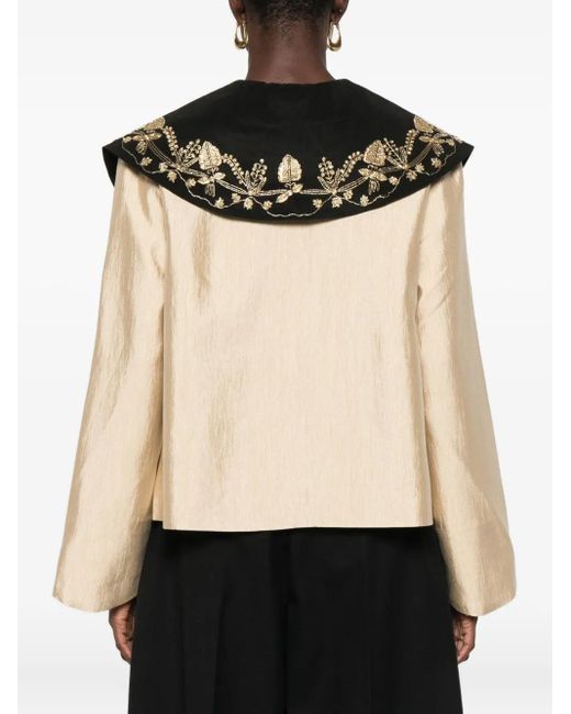 Bode Natural Embroidered-Collar Jacket