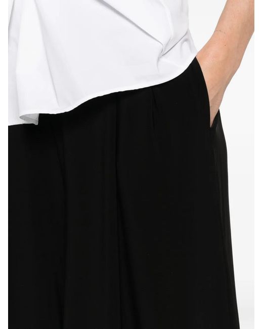 Norma Kamali Black Pleated Bermuda Shorts
