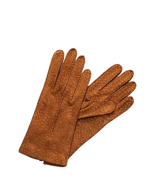 La Portegna Brown Capybara Leather Gloves