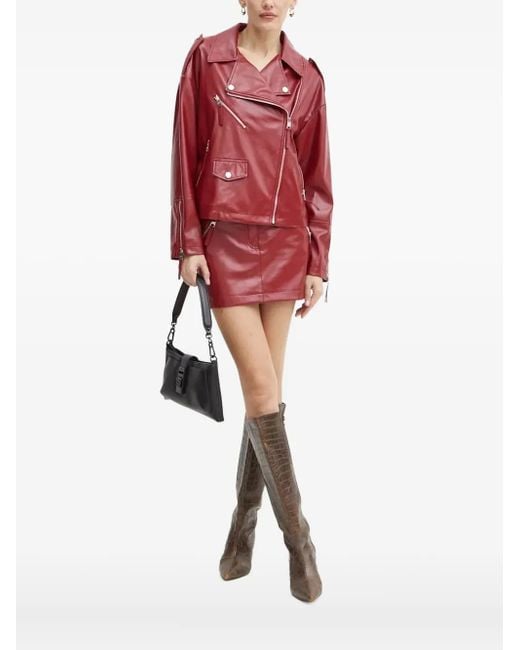 Silvian Heach Red Zip-Fastening Biker Jacket
