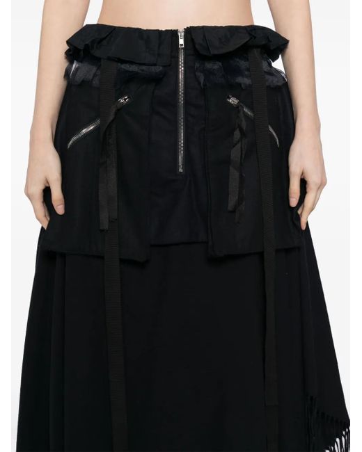 Midorikawa Black Panelled Skirt
