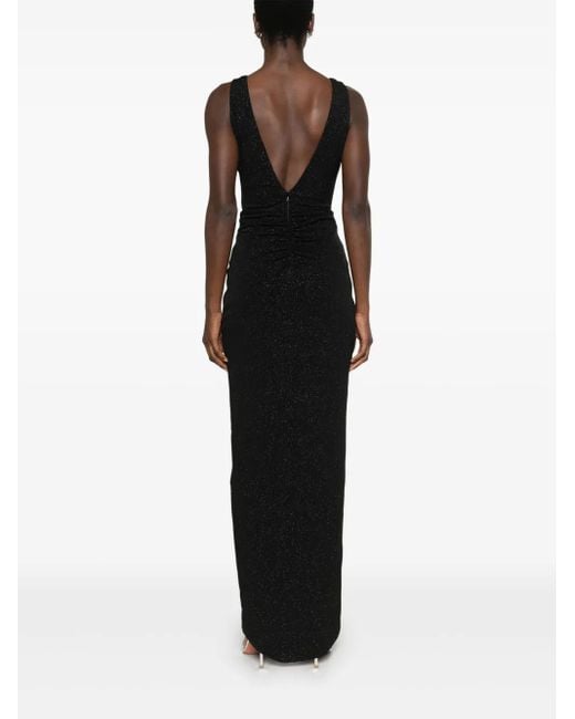 Nissa Black Glitter Maxi Dress