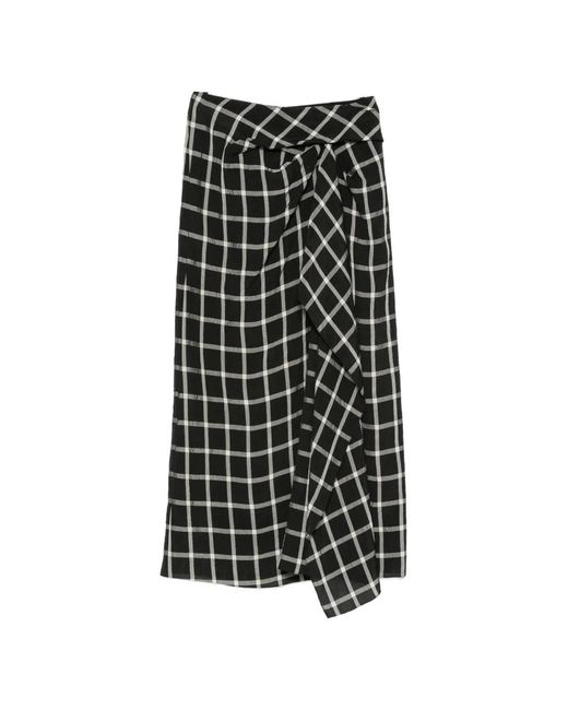 Erdem Black Check-Pattern Midi Skirt