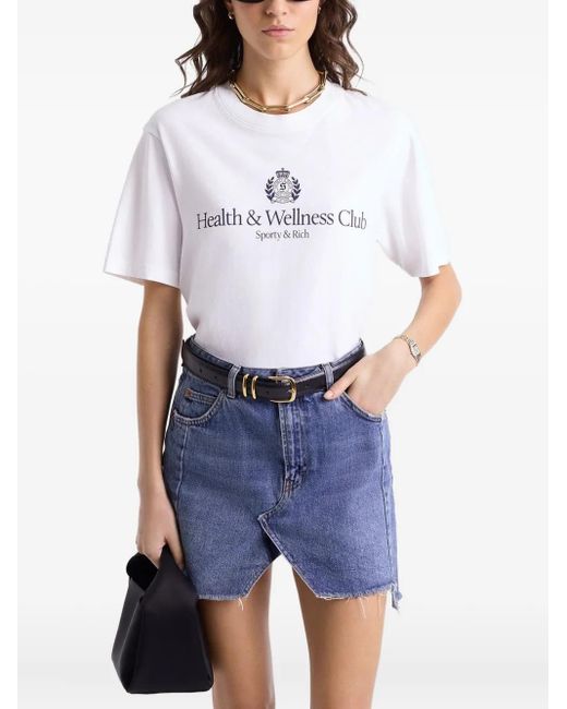 Sporty & Rich White H&W Logo-Embellished T-Shirt