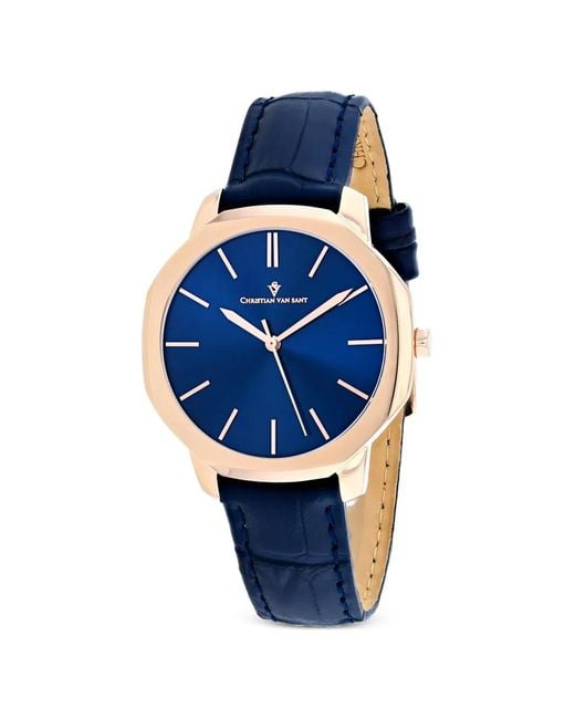 Christian Van Sant Blue Octave Slim 37Mm Watch
