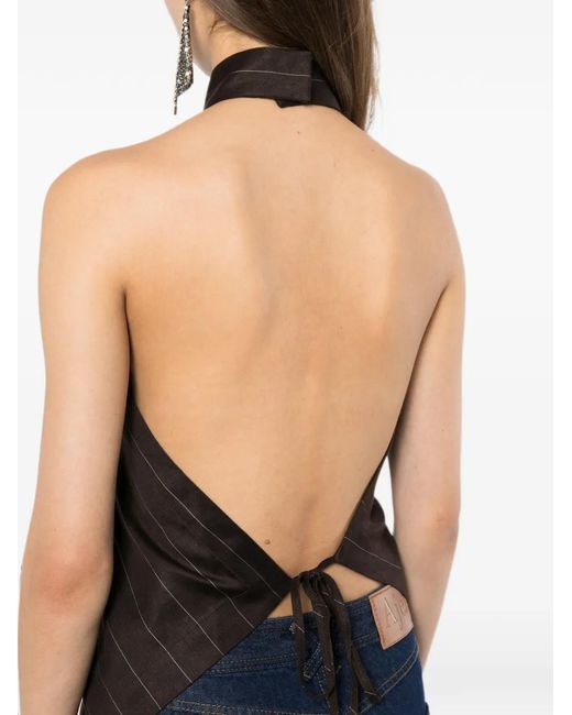 Helmut Lang Brown Halter Neck Top