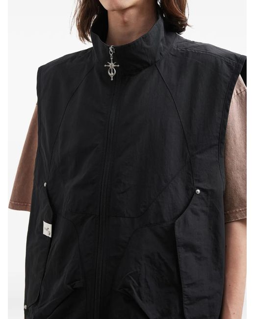 FIVE CM Black Front-Pockets Vest for men