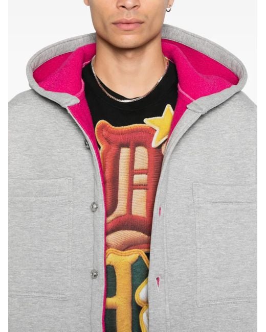 PDF Gray Hooded Logo-Detail Jacket for men