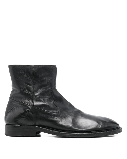 Moma Black Leather Ankle Boots for men
