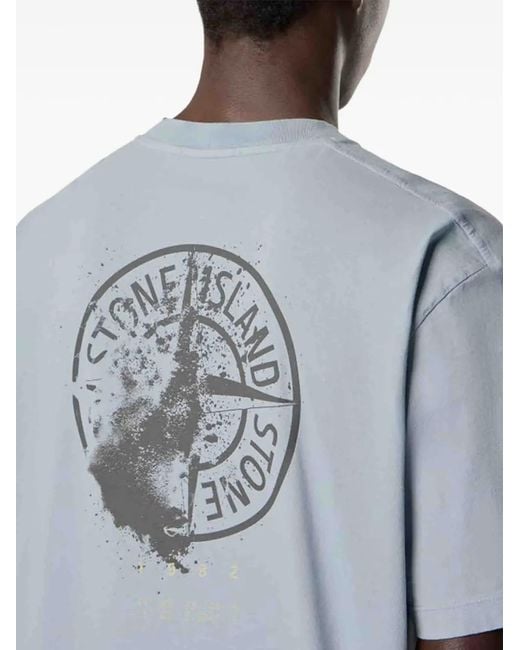 Stone Island Blue Logo T-Shirt for men