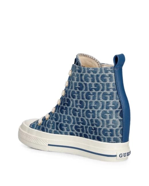 Guess Blue Sundae Logo-Print Sneakers