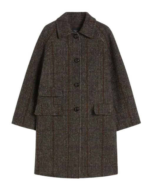 Weekend by Maxmara Gray Prince Of Wales Wool Coat