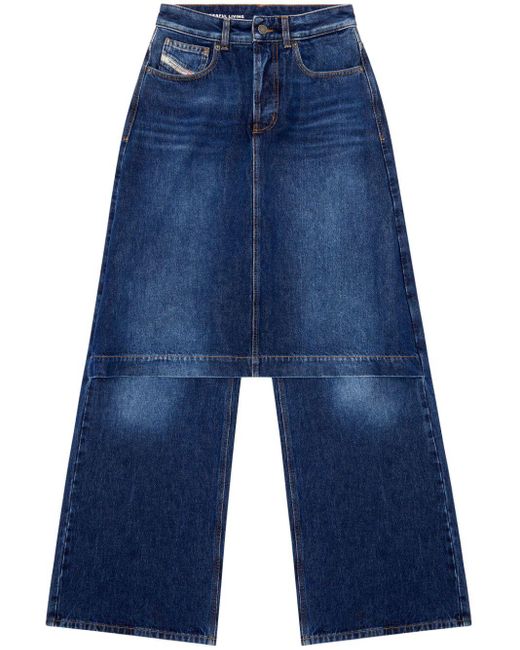 DIESEL Blue D-syren Wide-leg Skirt-panel Jeans