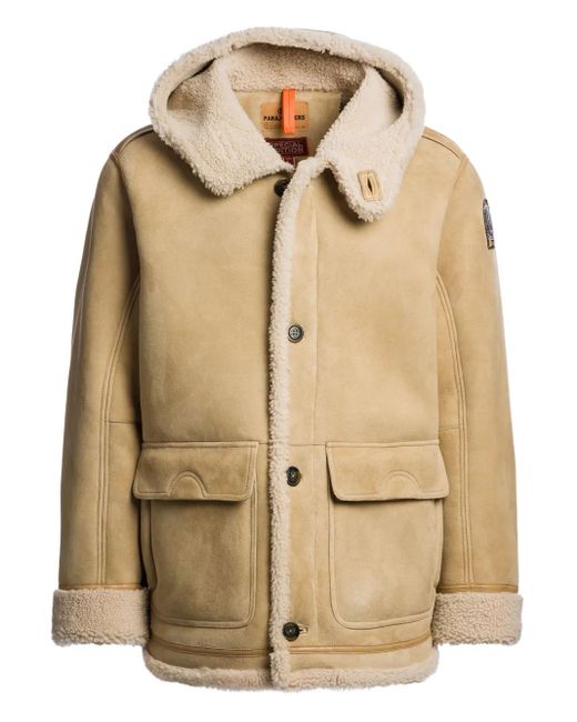 Parajumpers Natural Hooded Suede Sheepskin Jacket for men