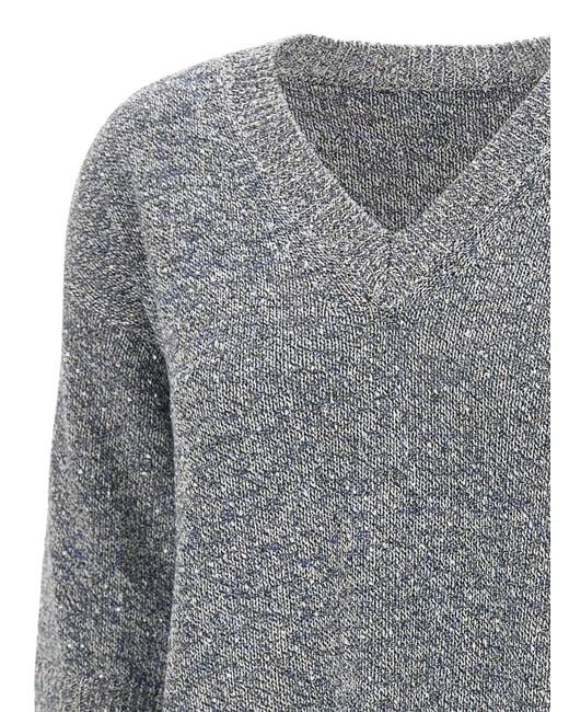 Kangra Gray Micro-Sequin V-Neck Sweater