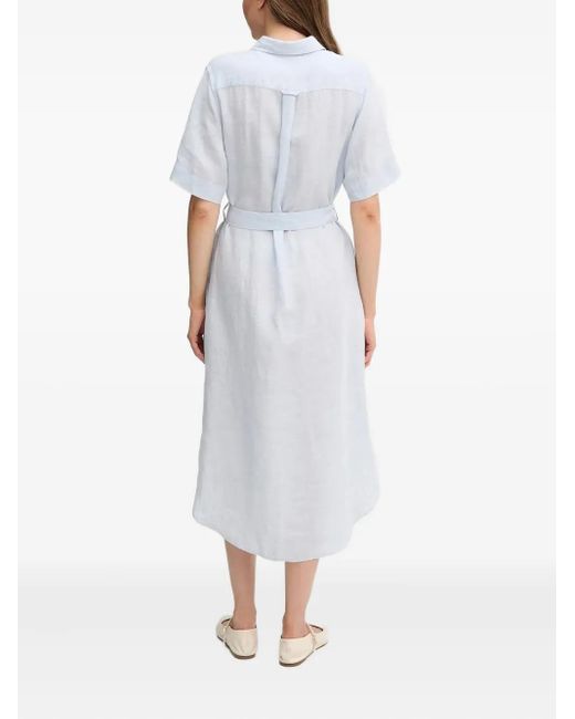 Gant White Belted Shirt Midi Dress
