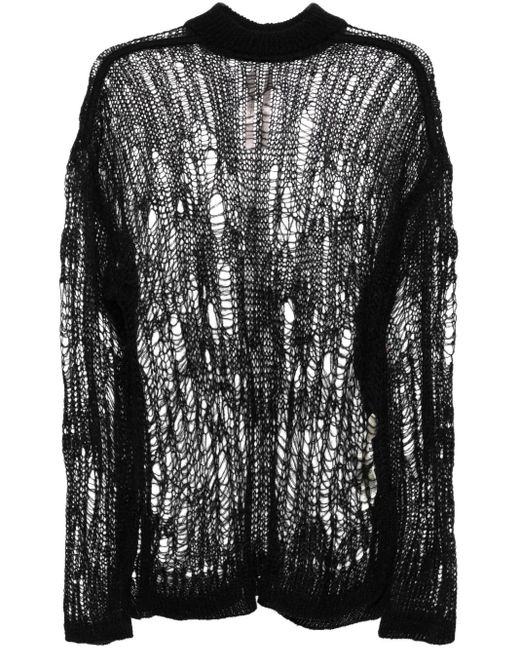 Rick Owens Black Tommy Lupetto Open-Knit Jumper for men