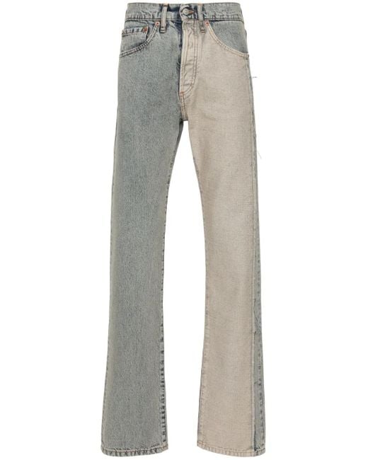 MM6 by Maison Margiela Gray Panelled Straight-Leg Jeans for men