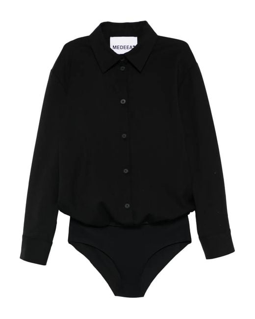 MEDEA Black Button Bodysuit