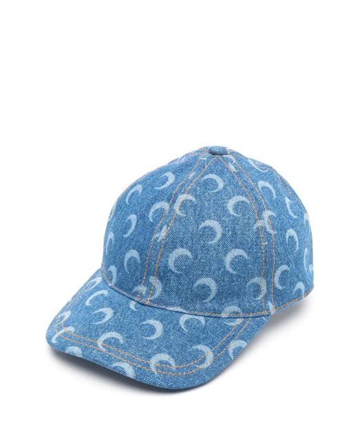MARINE SERRE Blue "Moon" Laser Denim Baseball Cap