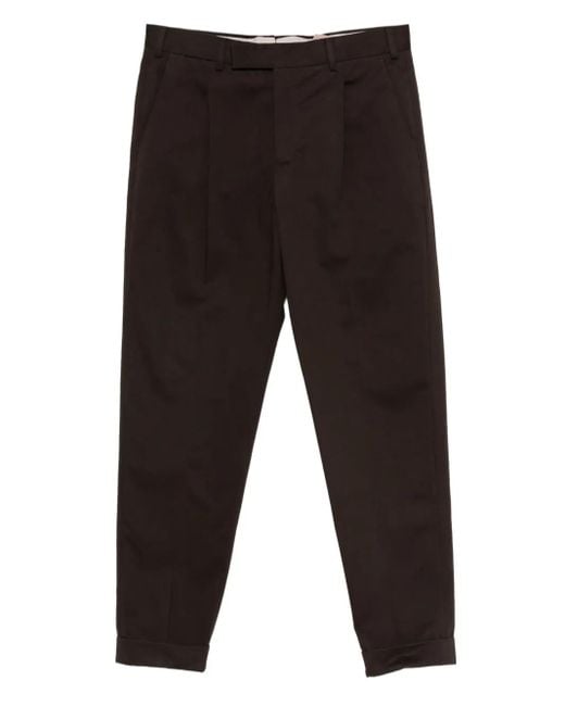PT Torino Black Pleated Cuffed Trousers for men