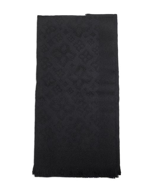 Tagliatore Jacquard fringed scarf in Black für Herren